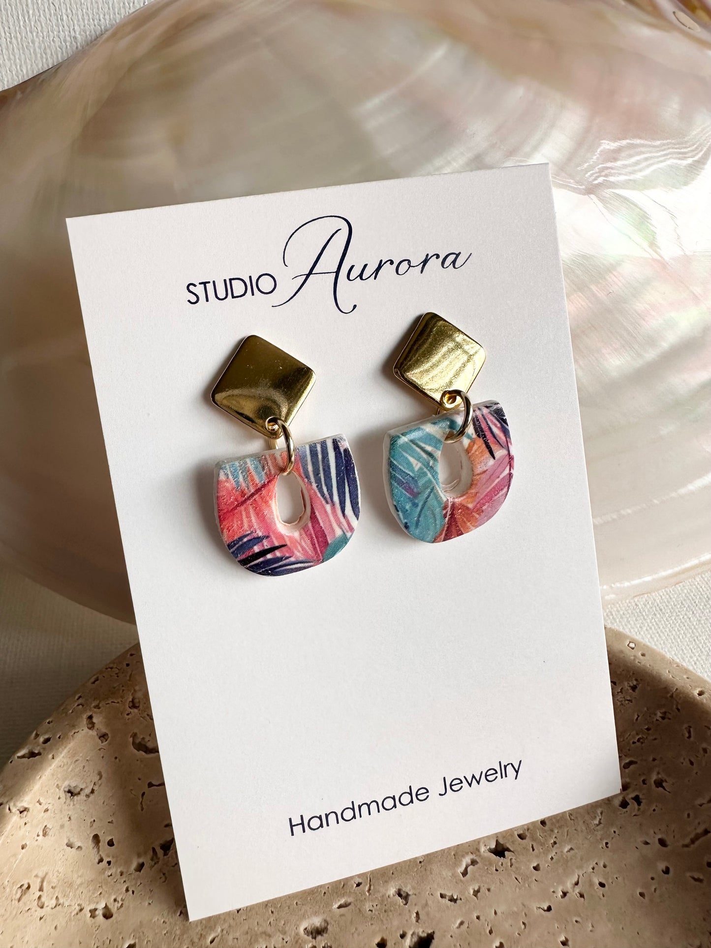 Bright Palm Small Earrings