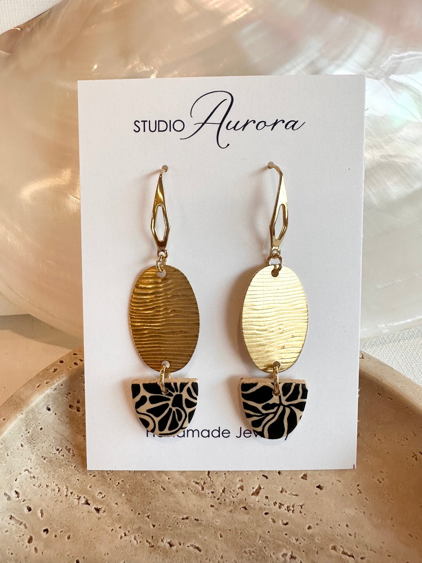 Funky Floral Oval Earrings