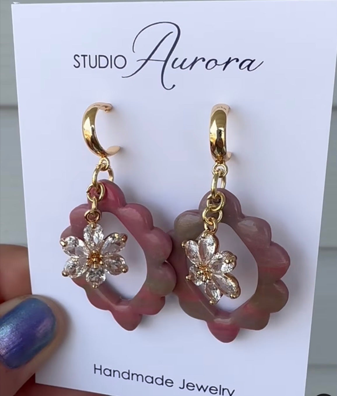 Sparkle Floral Charm Earrings