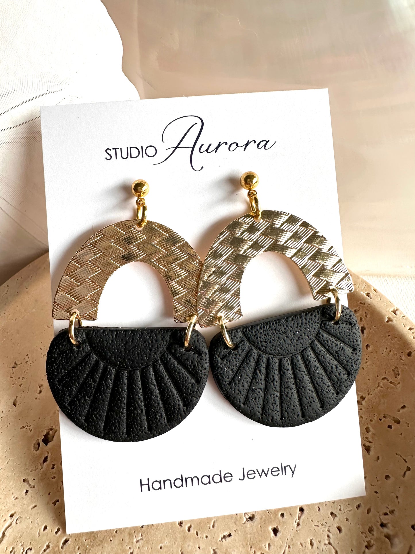 Gold Basket Arch Earrings
