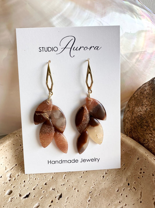 Four Leaf Brown Earrings