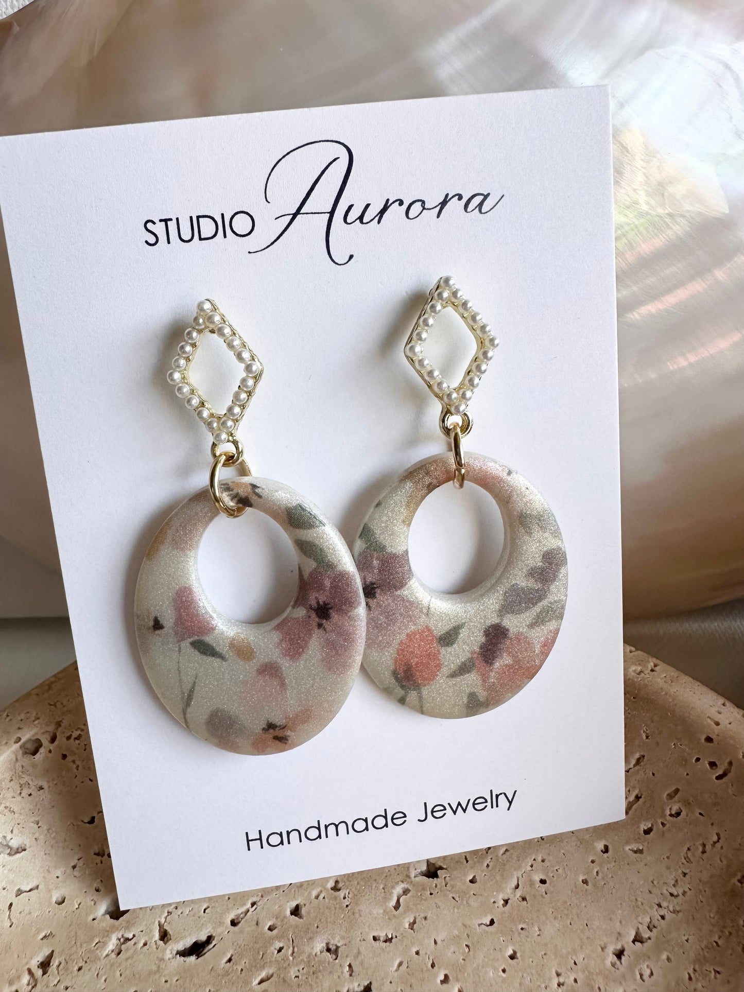 Soft Oval Floral Earrings