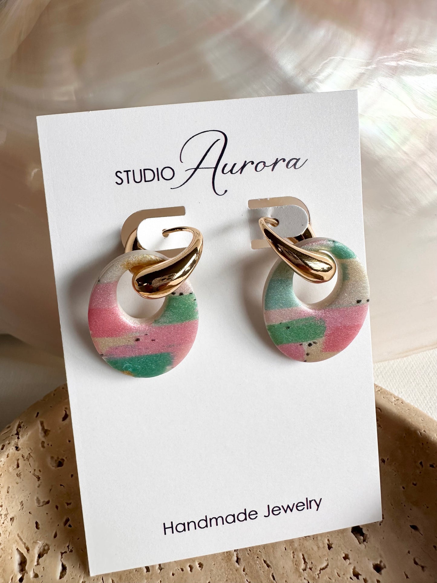 Pastel Brushstroke Hoop Earrings