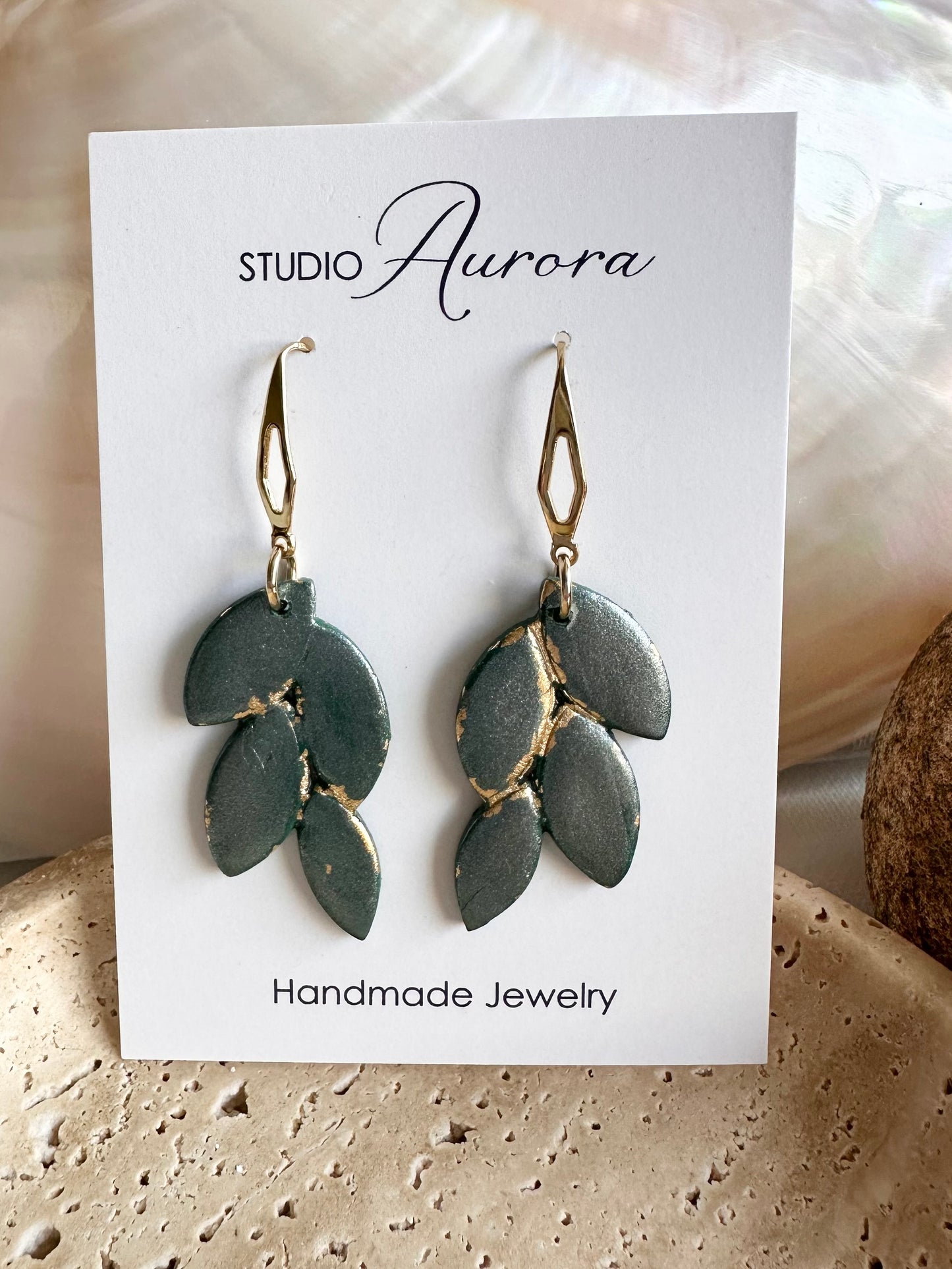Four Leaf Green Earrings