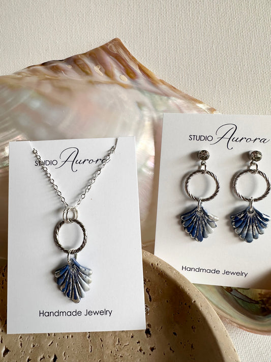 Blue Sea Earrings and Necklace Set