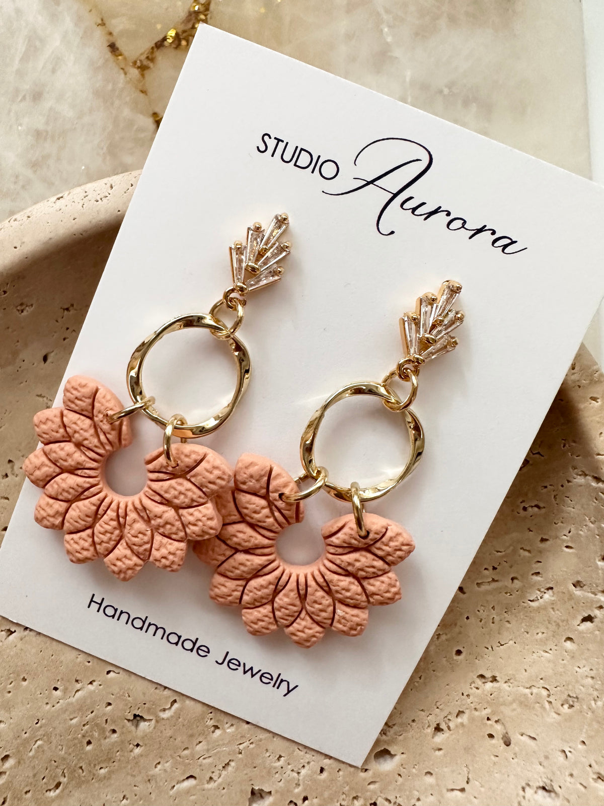 Soft Orange Floral Dangles