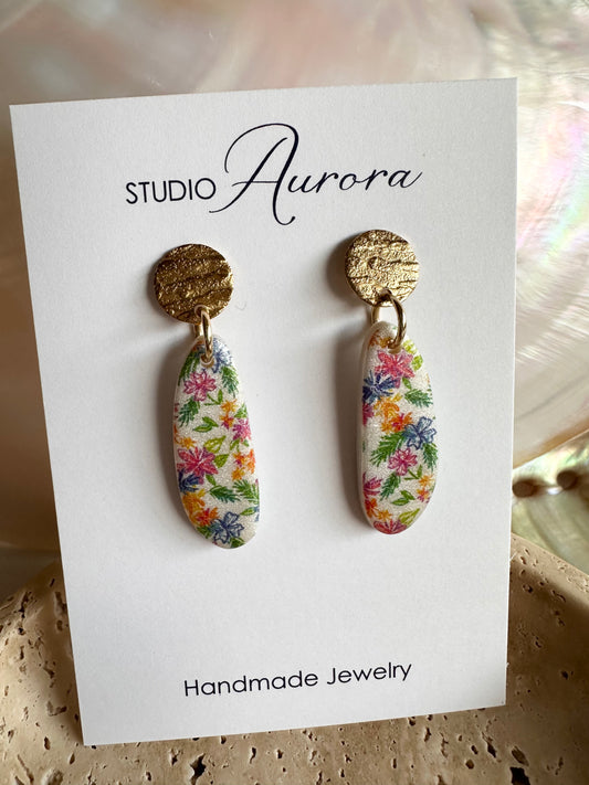 Yellow and Pink Floral Earrings