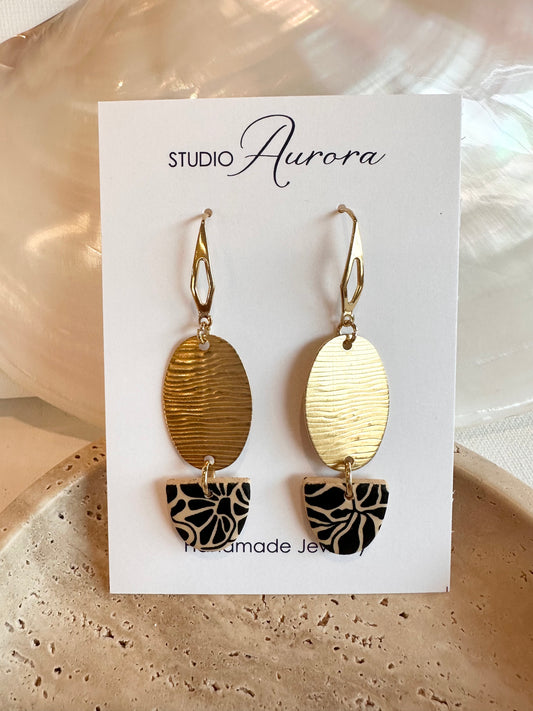 Funky Floral Oval Earrings