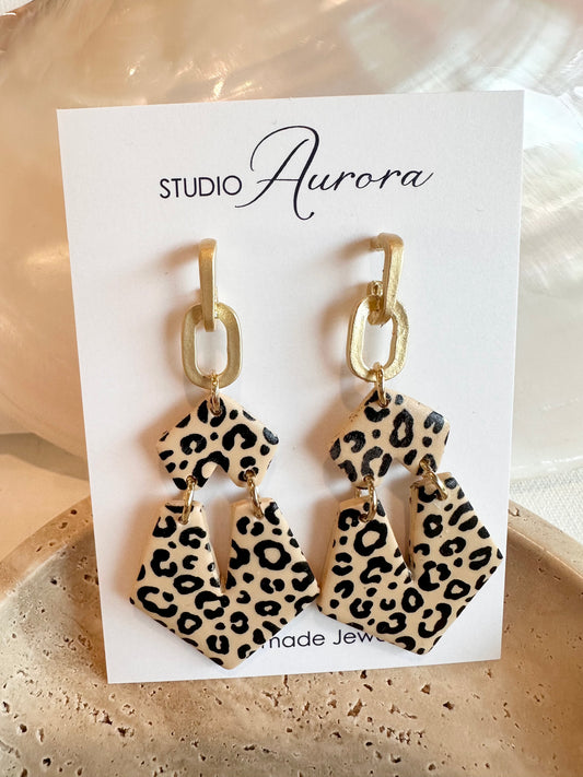 Cream and Black Statement 2 Earrings