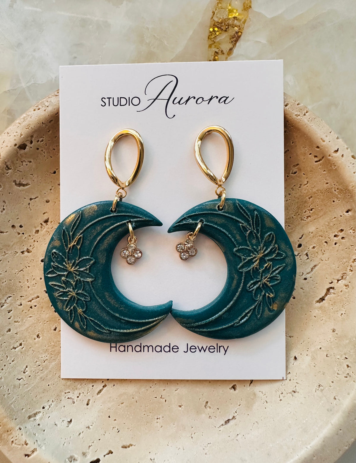 Floral Moon Statement Earrings