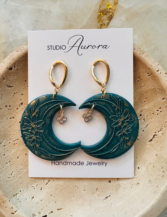 Floral Moon Statement Earrings
