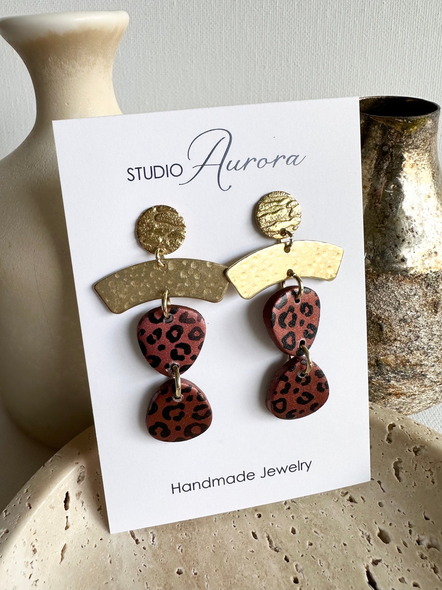 Copper and Black Arch Earrings