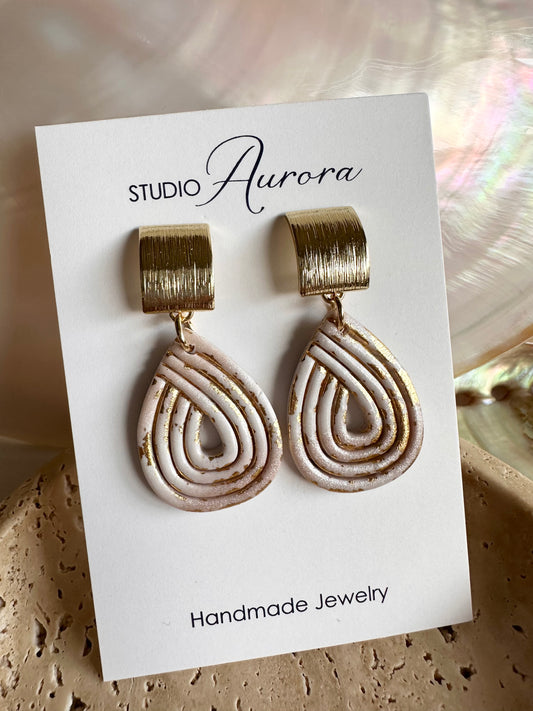 Pearl and Gold Lined Teardrop Earrings