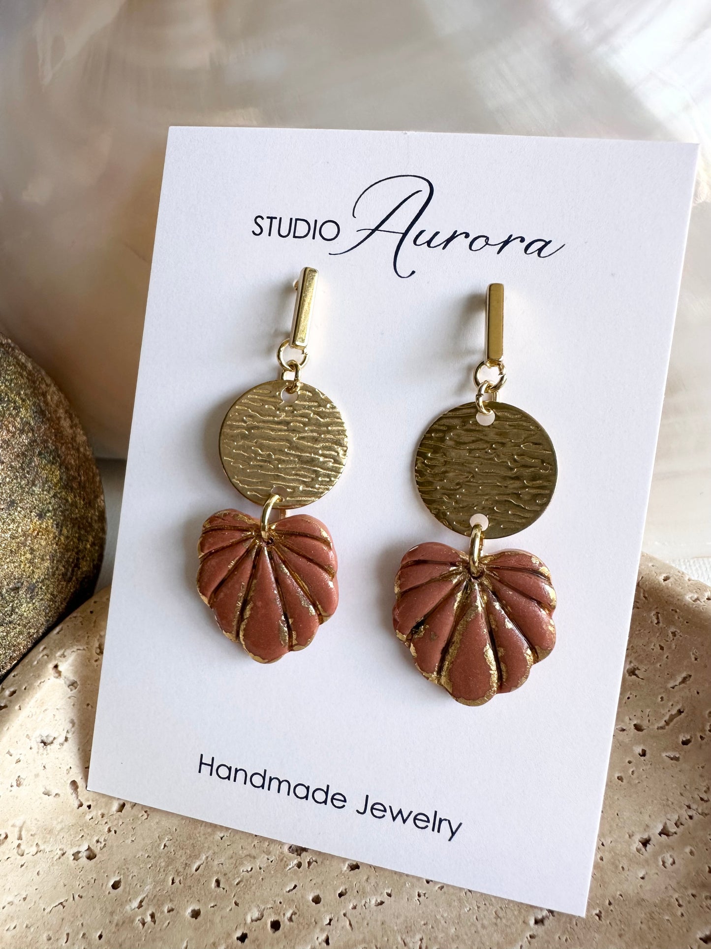 Terra Cotta Leaf Earrings