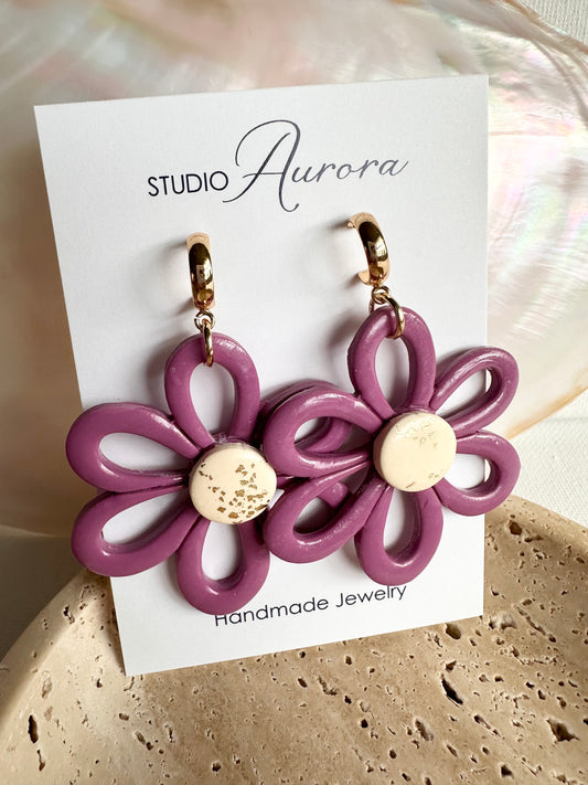 Fun Flower Earrings - small hoop post