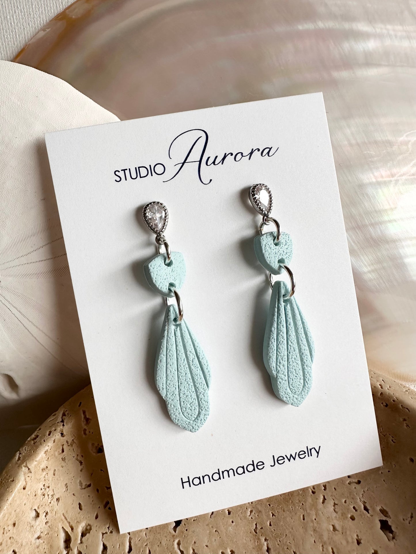 Soft Aqua Delicate Drop Earrings