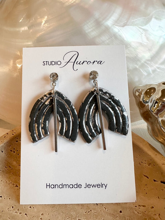 Dark Gray Bar Earrings