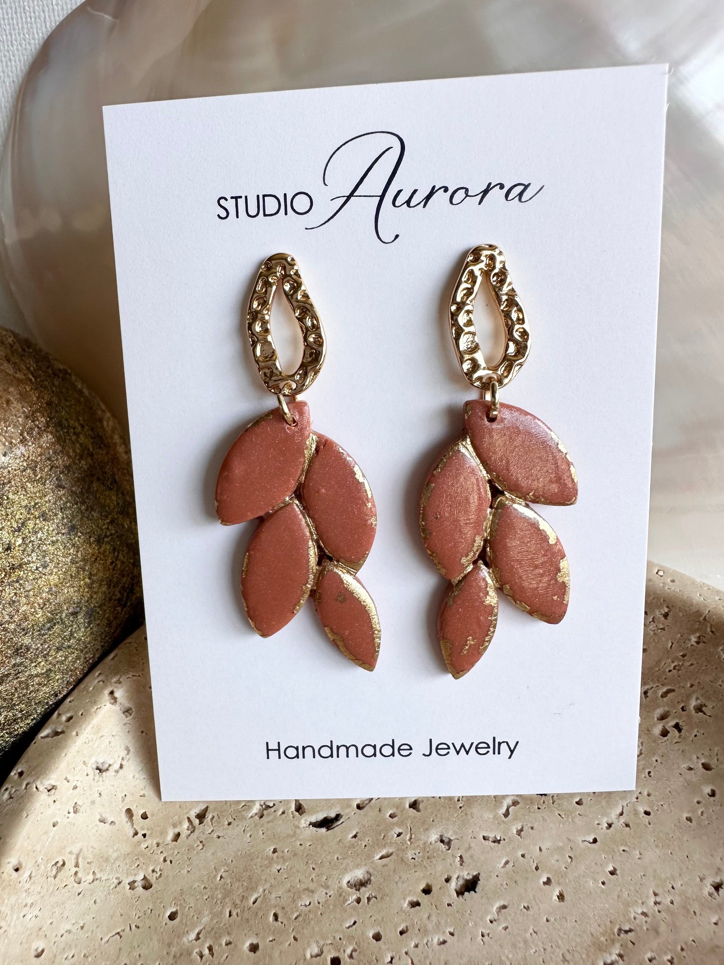 Four Leaf Terra Cotta Earrings