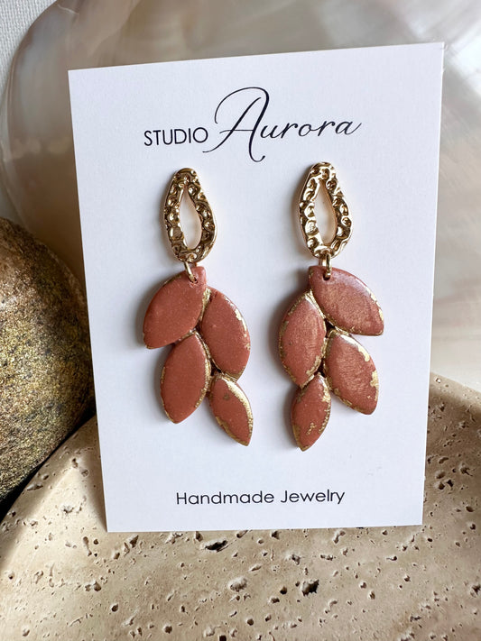 Four Leaf Terra Cotta Earrings