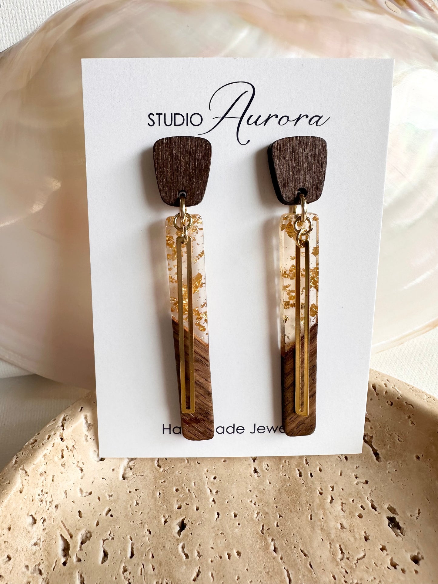 Resin and Wood Long Dangles