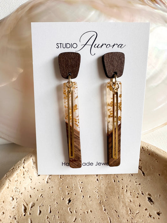 Resin and Wood Long Dangles