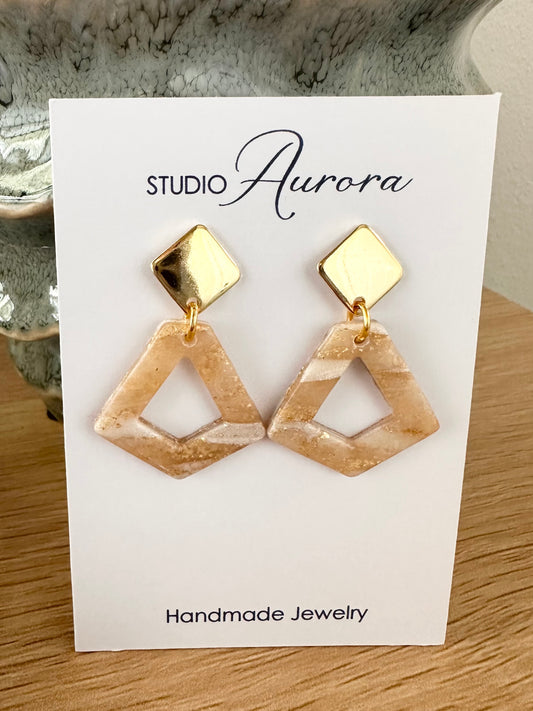 Gold and Pearl Geo II Earrings