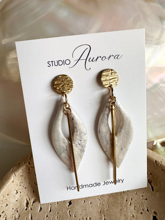 Pearl and Gold Bar Lita Earrings