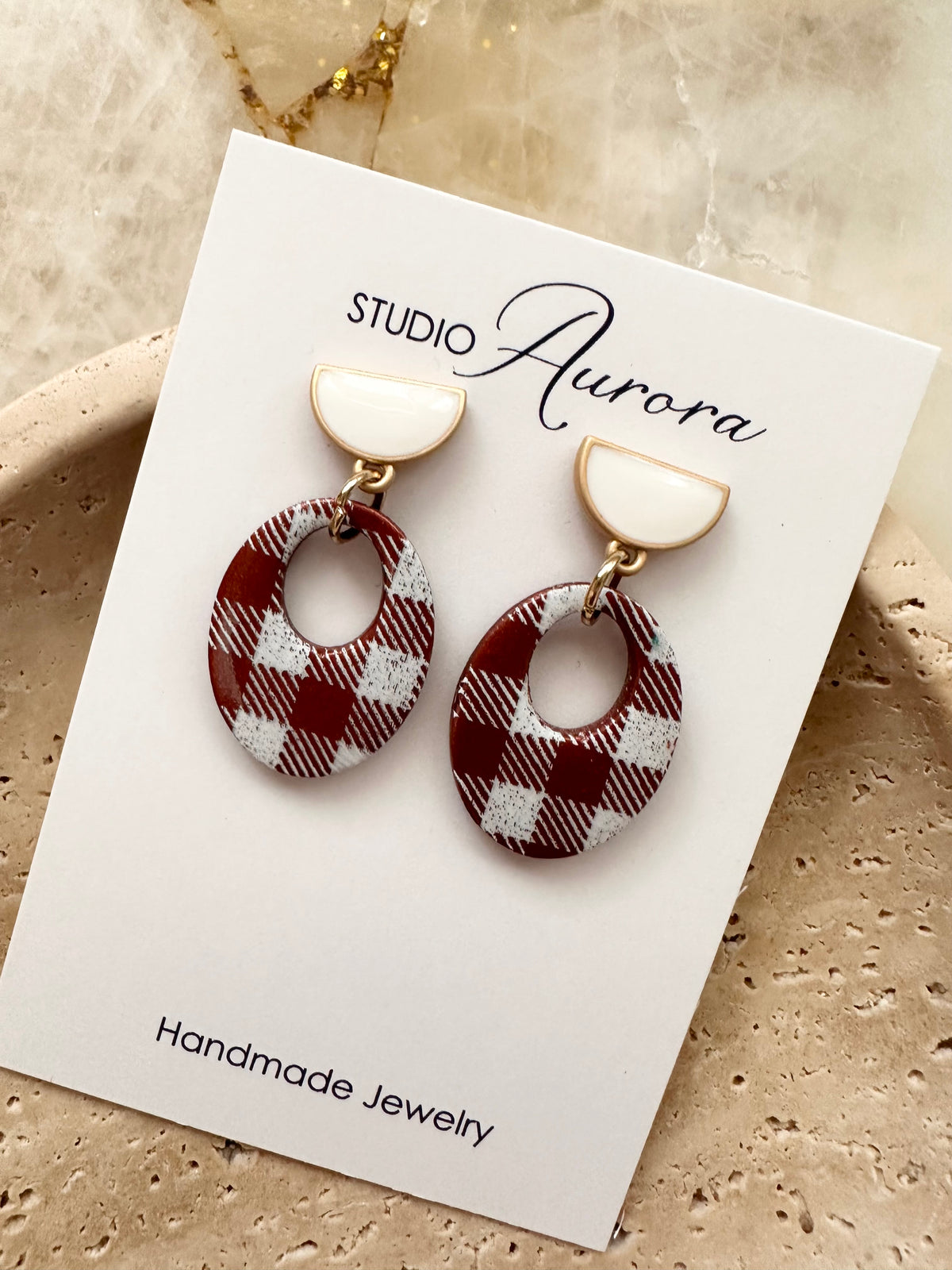 Brown & White Gingham Ovals