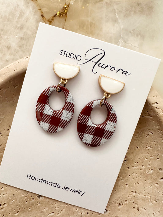 Brown & White Gingham Ovals