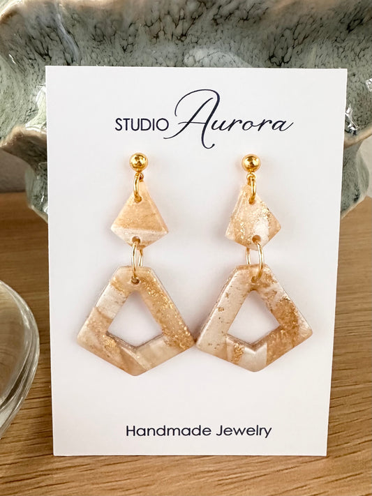 Gold and Pearl Geo Earrings