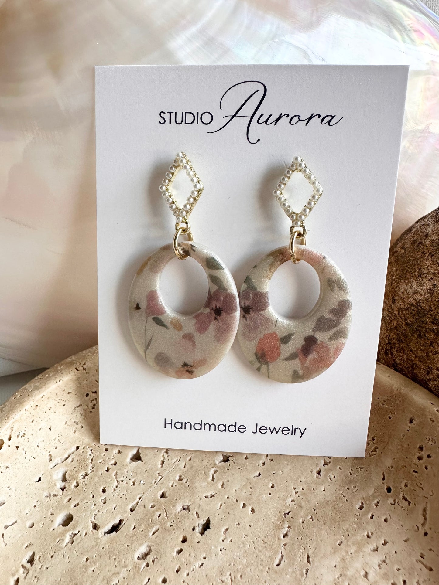 Soft Oval Floral Earrings