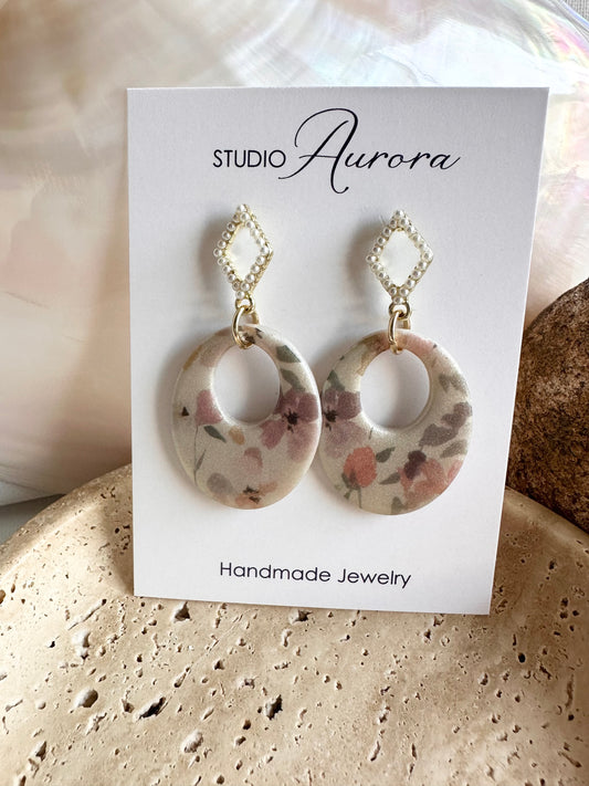 Soft Oval Floral Earrings