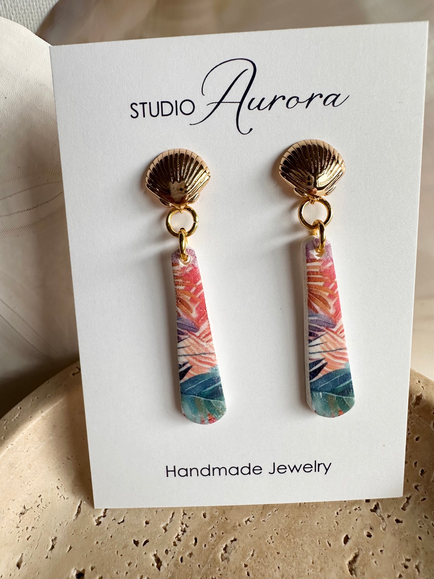 Bright Palm Dangle Earrings