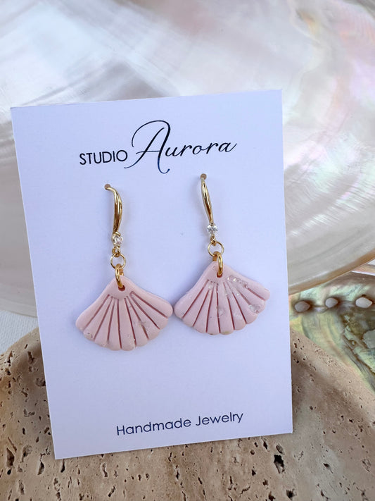 Pink Fan Shell Earrings