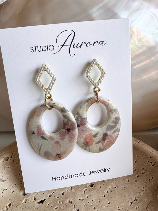 Soft Oval Floral Earrings