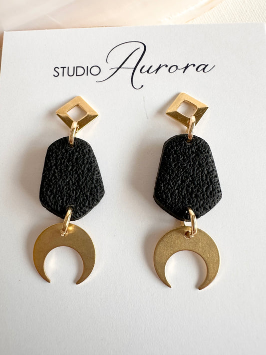 Brass Moon Earrings