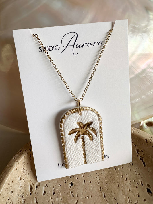 Palm Tree White Necklace