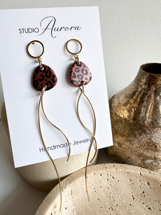Copper and Black Long Dangle Earrings