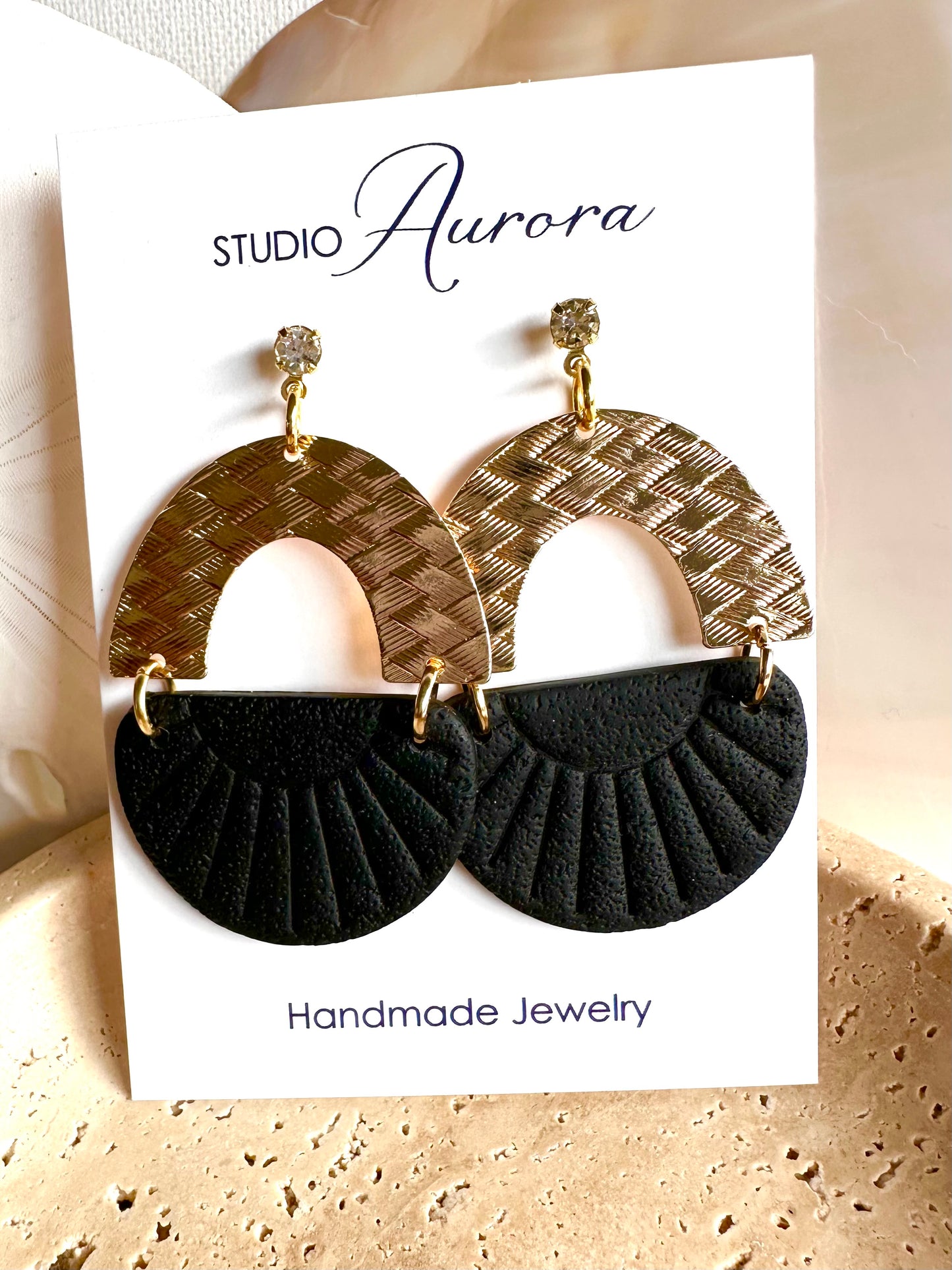 Gold Basket Arch Earrings