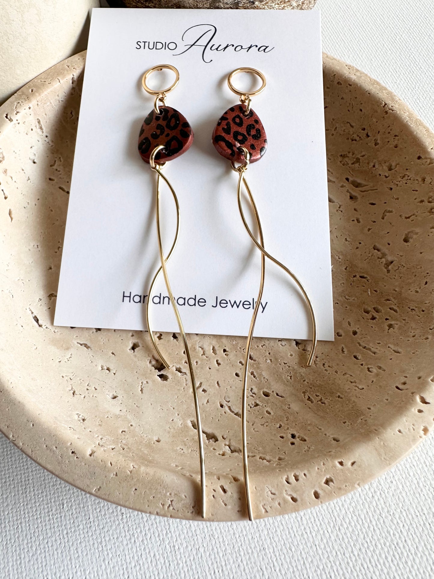 Copper and Black Long Dangle Earrings