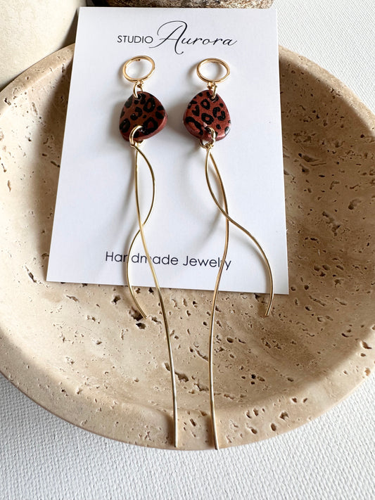 Copper and Black Long Dangle Earrings