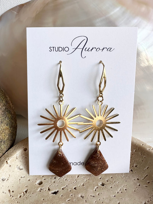 Brown Sunburst Earrings