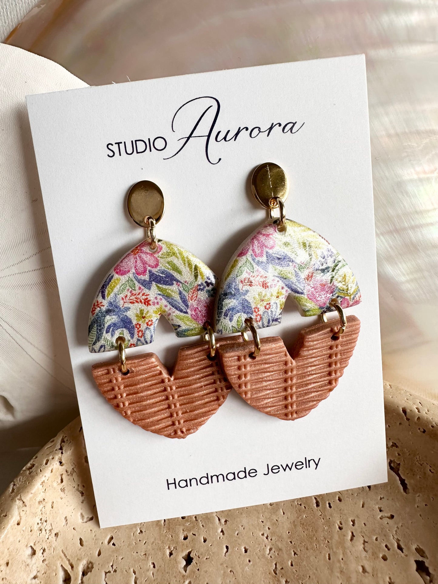 Basket Texture and Flowers II Earrings