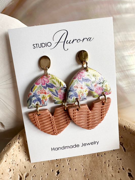 Basket Texture and Flowers II Earrings