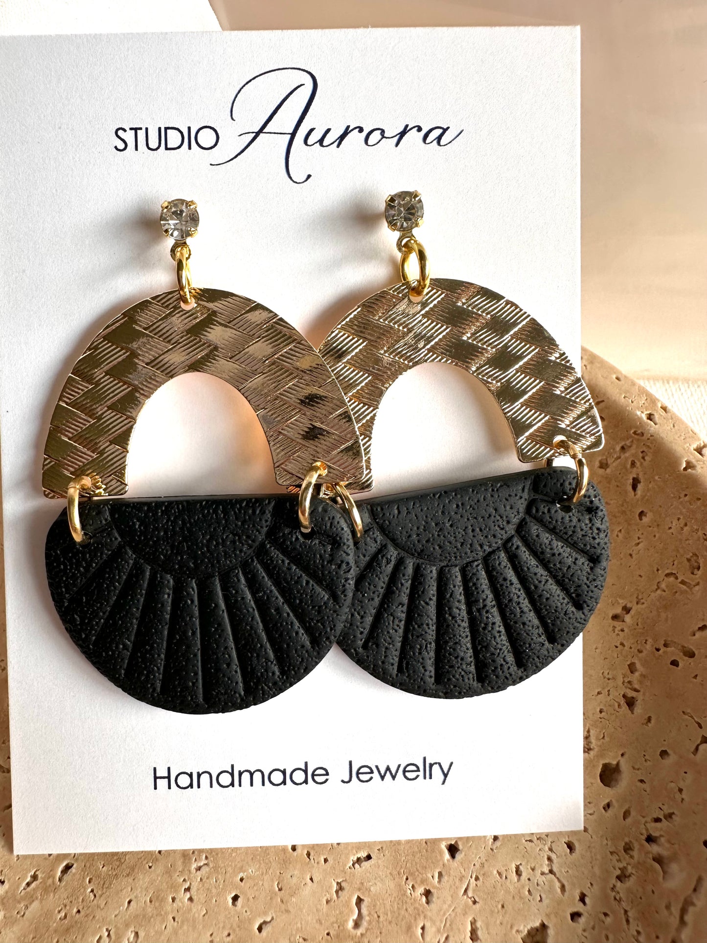 Gold Basket Arch Earrings