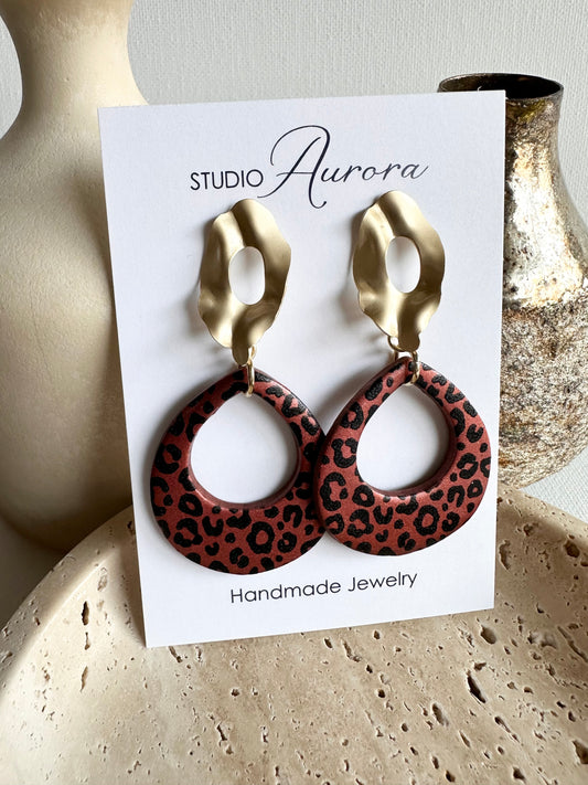 Copper and Black Teardrop Statement Earrings