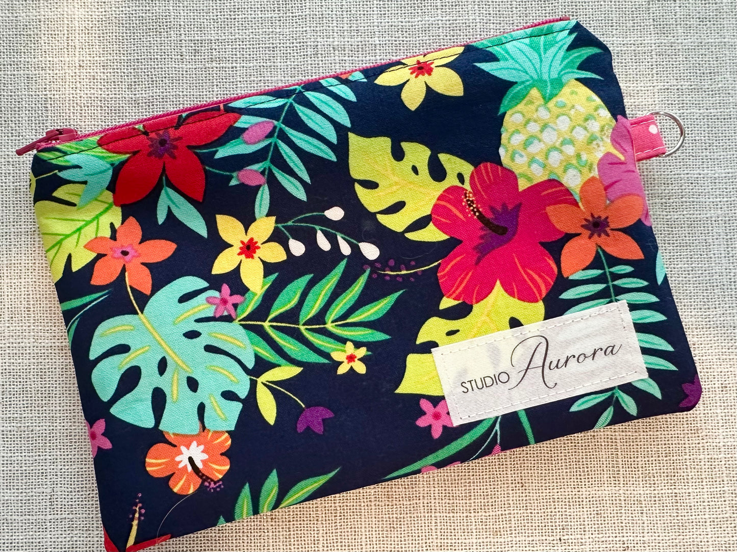 Pink Flamingo Beach Bag and Zipper Pouch Set