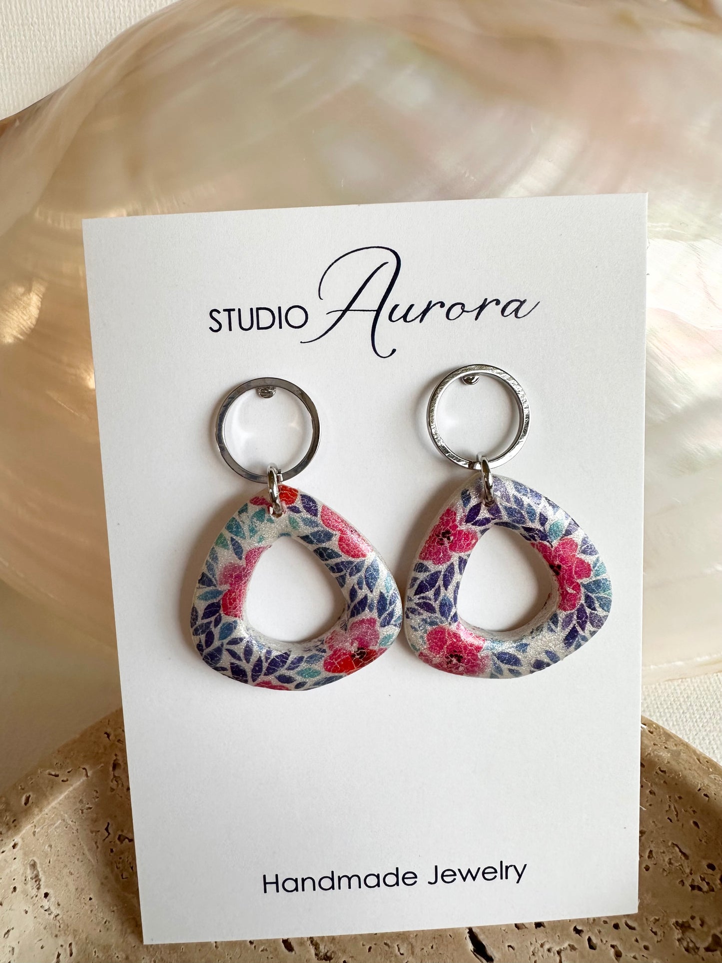 Pink and Blue Floral 2 Earrings
