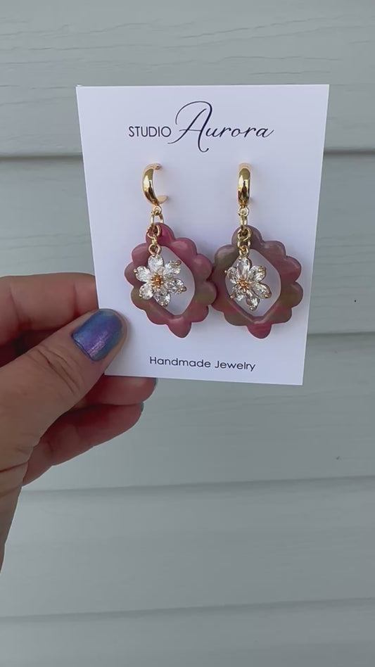Sparkle Floral Charm Earrings